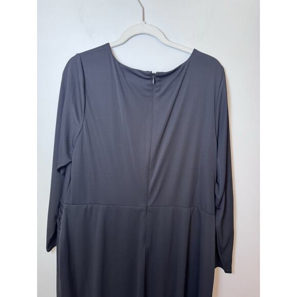 Lauren Ralph Lauren Women's Jersey Long-Sleeve Dress Lined Black Size 16W - Picture 9 of 11